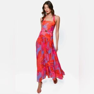 Hutch Aza Halter Floral Maxi Dress with Belt